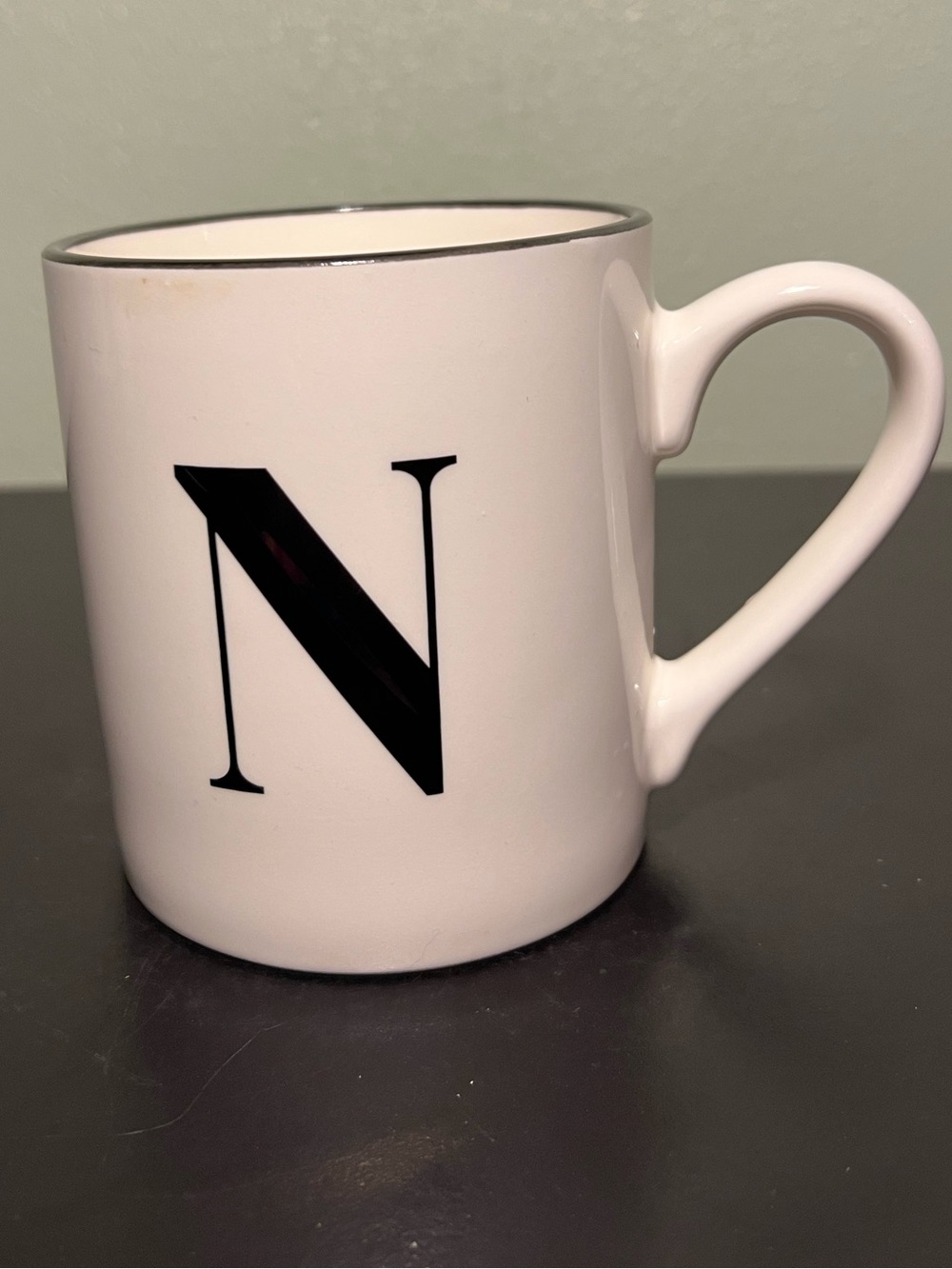 THRESHOLD Letter "N" Initial Monogram Stoneware Mug with Metallic Gold Highlight